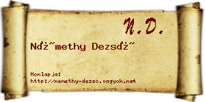 Némethy Dezső névjegykártya